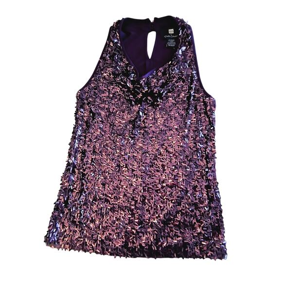 DS by Debbie Shuchat Sequin Tank Top Women's Size M Purple Sleeveless Party Cami - Picture 5 of 16